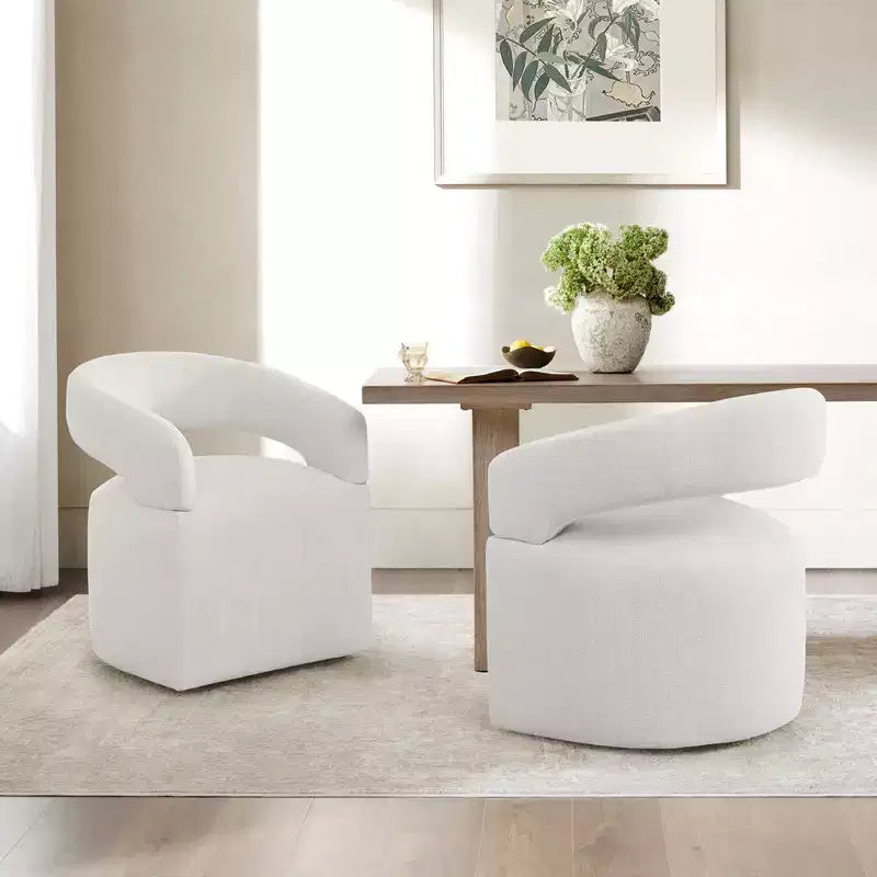 Chaise de salle à manger moderne Spruce&Spring avec roulettes et dossier ajouré