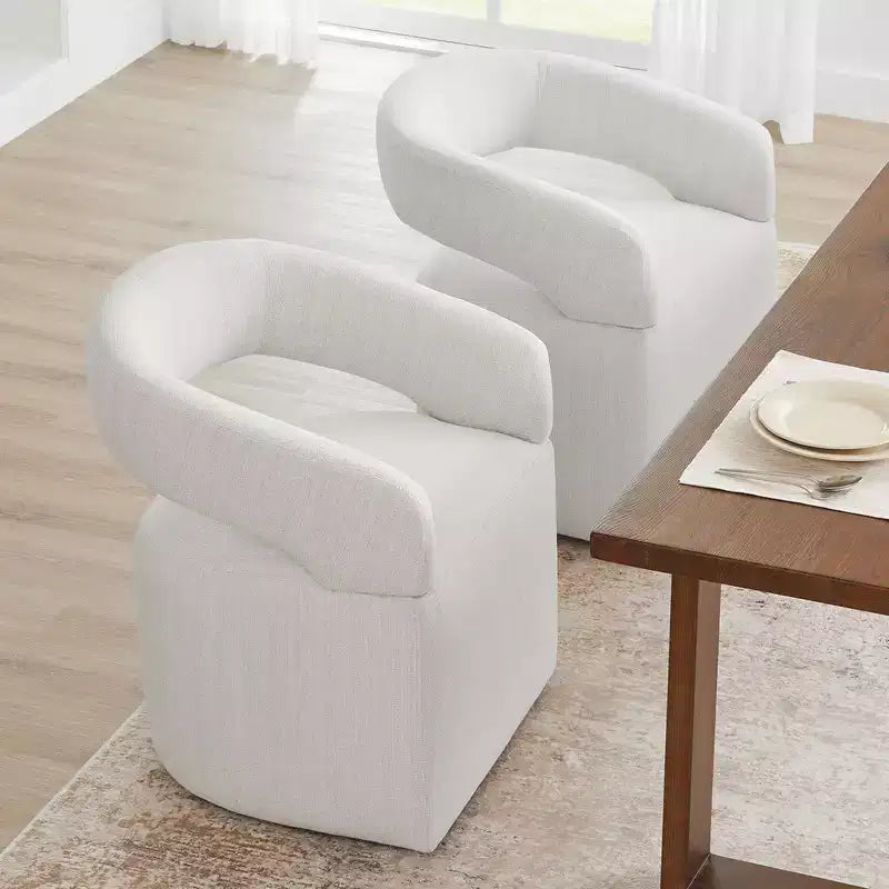 Chaise de salle à manger moderne Spruce&Spring avec roulettes et dossier ajouré