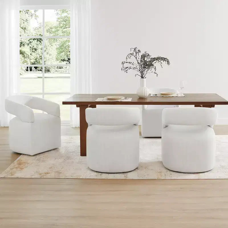 Chaise de salle à manger moderne Spruce&Spring avec roulettes et dossier ajouré