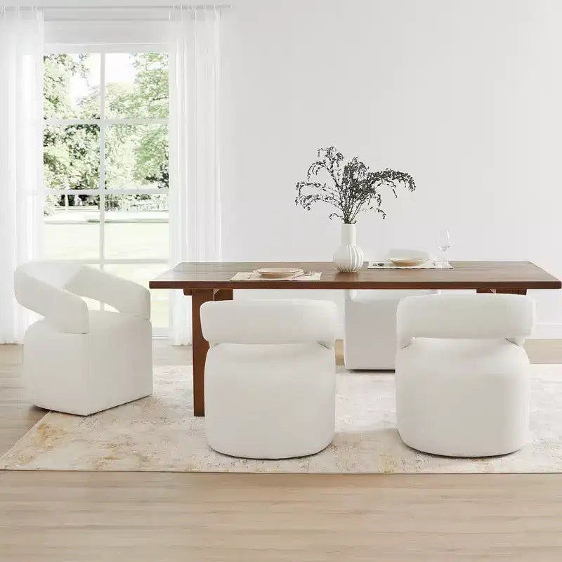 Chaise de salle à manger moderne Spruce&Spring avec roulettes et dossier ajouré