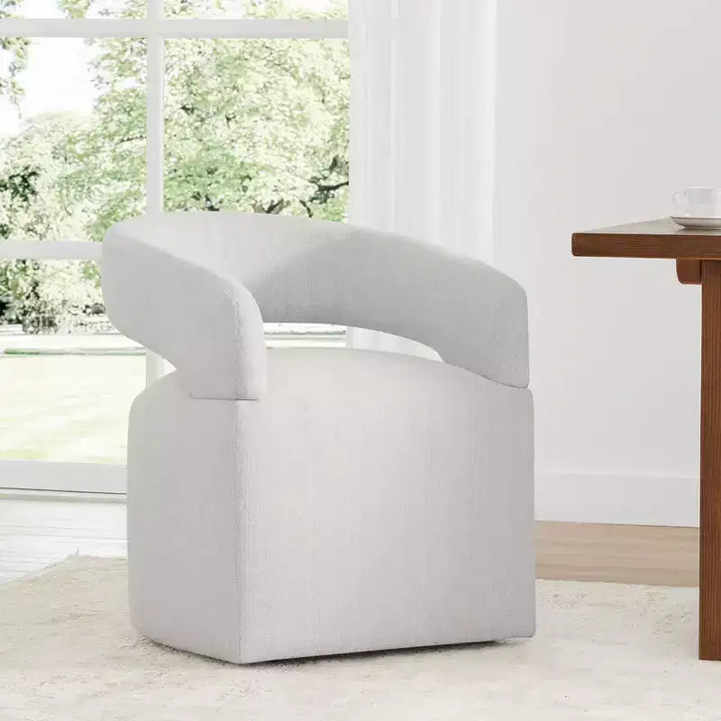 Chaise de salle à manger moderne Spruce&Spring avec roulettes et dossier ajouré