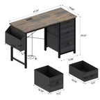 Okak Bureau d'ordinateur moderne pour la maison avec tiroirs et étagères, bureau d'écriture pour adolescents avec sac latéral pour l'étude, le bureau, le studio