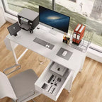 Okak Bureau d'ordinateur moderne pour la maison avec tiroirs et étagères, bureau d'écriture pour adolescents avec sac latéral pour l'étude, le bureau, le studio