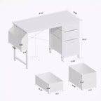Okak Bureau d'ordinateur moderne pour la maison avec tiroirs et étagères, bureau d'écriture pour adolescents avec sac latéral pour l'étude, le bureau, le studio