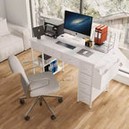 Okak Bureau d'ordinateur moderne pour la maison avec tiroirs et étagères, bureau d'écriture pour adolescents avec sac latéral pour l'étude, le bureau, le studio