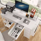 Okak Bureau d'ordinateur moderne pour la maison avec tiroirs et étagères, bureau d'écriture pour adolescents avec sac latéral pour l'étude, le bureau, le studio