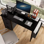 Okak Bureau d'ordinateur moderne pour la maison avec tiroirs et étagères, bureau d'écriture pour adolescents avec sac latéral pour l'étude, le bureau, le studio