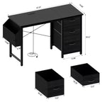 Okak Bureau d'ordinateur moderne pour la maison avec tiroirs et étagères, bureau d'écriture pour adolescents avec sac latéral pour l'étude, le bureau, le studio