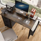 Okak Bureau d'ordinateur moderne pour la maison avec tiroirs et étagères, bureau d'écriture pour adolescents avec sac latéral pour l'étude, le bureau, le studio