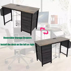 Okak Bureau d'ordinateur moderne pour la maison avec tiroirs et étagères, bureau d'écriture pour adolescents avec sac latéral pour l'étude, le bureau, le studio