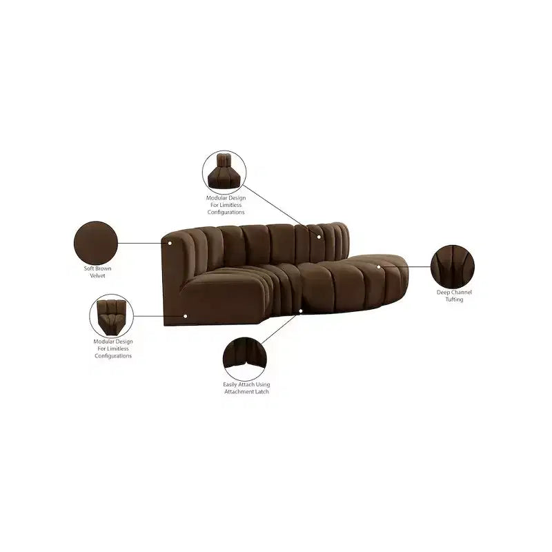 Meridian Furniture, Canapé modulable Arc en velours