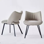 Chaise de salle à manger chic et moderne Gaoyangjiaju avec dossier incurvé et pieds en métal noir - Gris clair