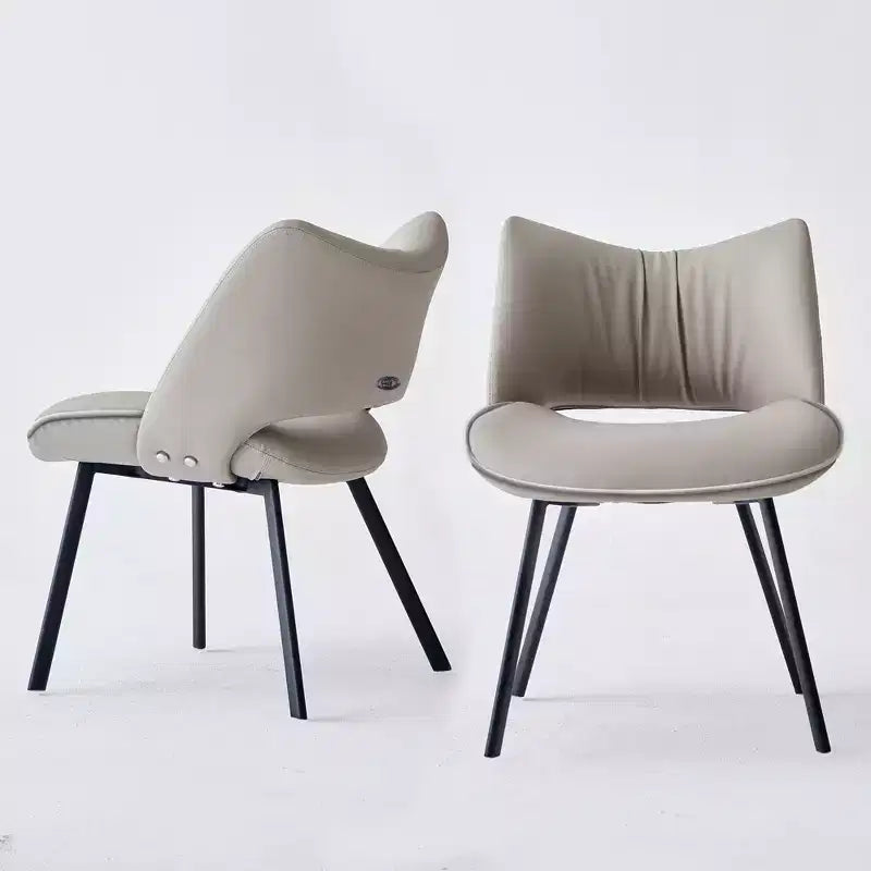 Chaise de salle à manger chic et moderne Gaoyangjiaju avec dossier incurvé et pieds en métal noir - Gris clair