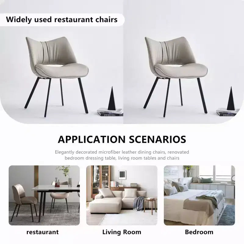 Chaise de salle à manger chic et moderne Gaoyangjiaju avec dossier incurvé et pieds en métal noir - Gris clair
