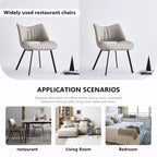 Chaise de salle à manger chic et moderne Gaoyangjiaju avec dossier incurvé et pieds en métal noir - Gris clair