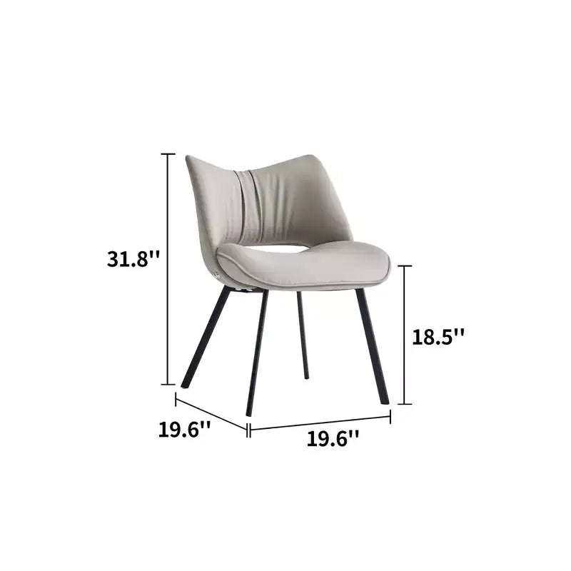 Chaise de salle à manger chic et moderne Gaoyangjiaju avec dossier incurvé et pieds en métal noir - Gris clair