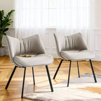 Chaise de salle à manger chic et moderne Gaoyangjiaju avec dossier incurvé et pieds en métal noir - Gris clair
