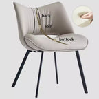 Chaise de salle à manger chic et moderne Gaoyangjiaju avec dossier incurvé et pieds en métal noir - Gris clair