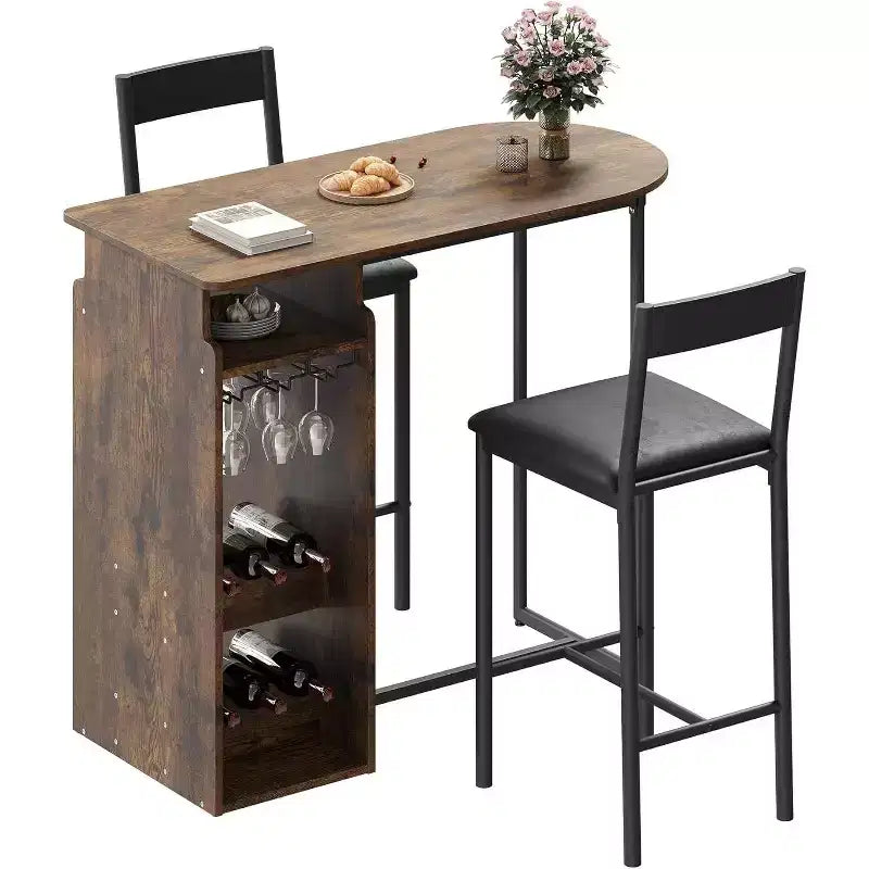 Ensemble de bar moderne Acekool 3 pièces, rangement intégré, peu encombrant pour cuisine ou appartement