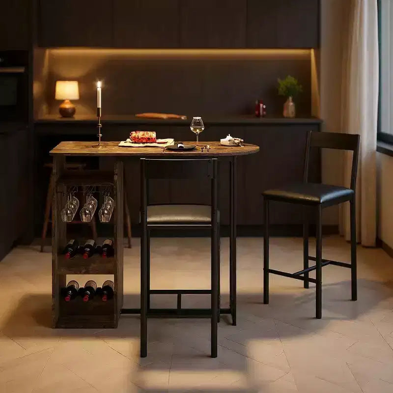 Ensemble de bar moderne Acekool 3 pièces, rangement intégré, peu encombrant pour cuisine ou appartement