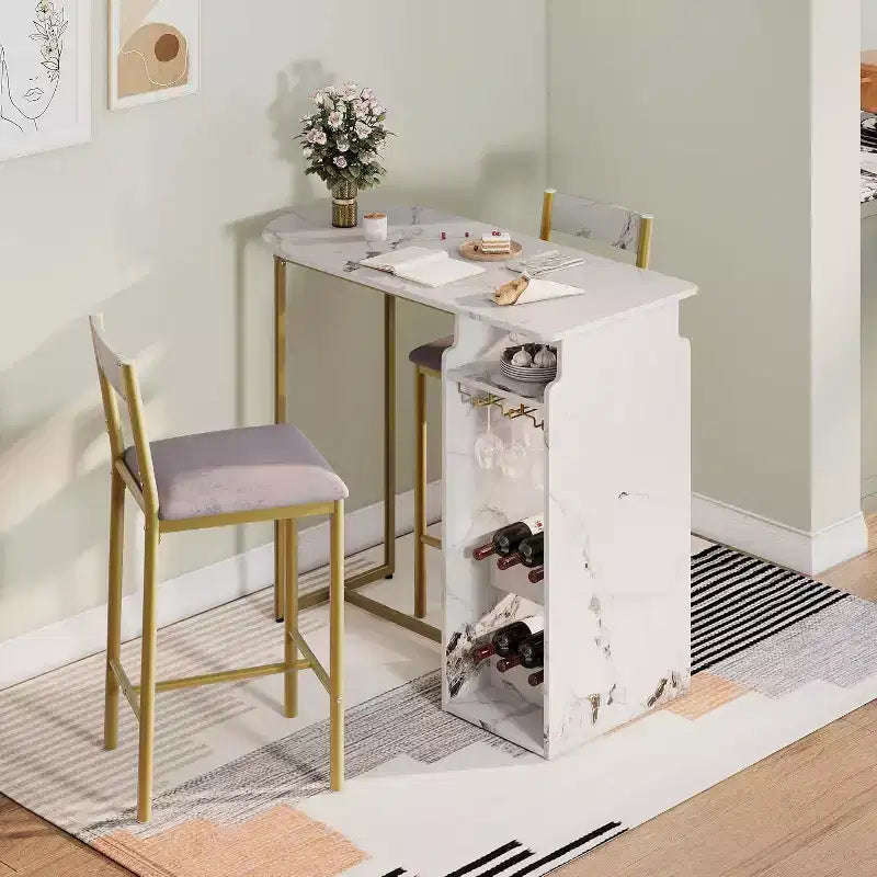 Ensemble de bar moderne Acekool 3 pièces, rangement intégré, peu encombrant pour cuisine ou appartement