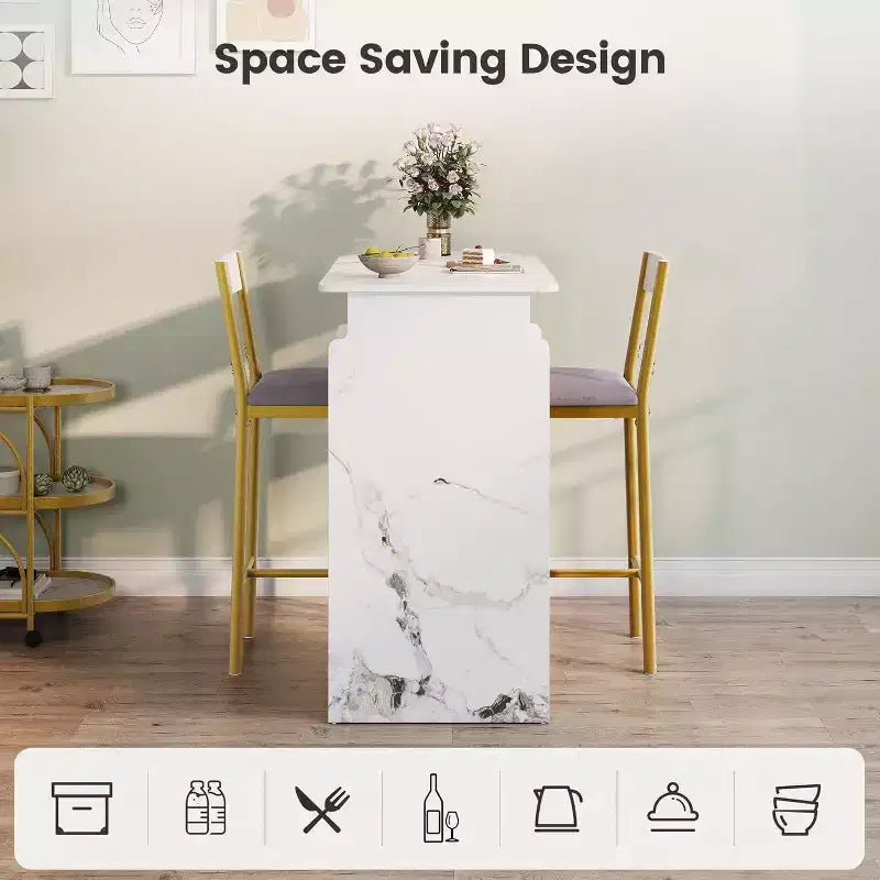 Ensemble de bar moderne Acekool 3 pièces, rangement intégré, peu encombrant pour cuisine ou appartement