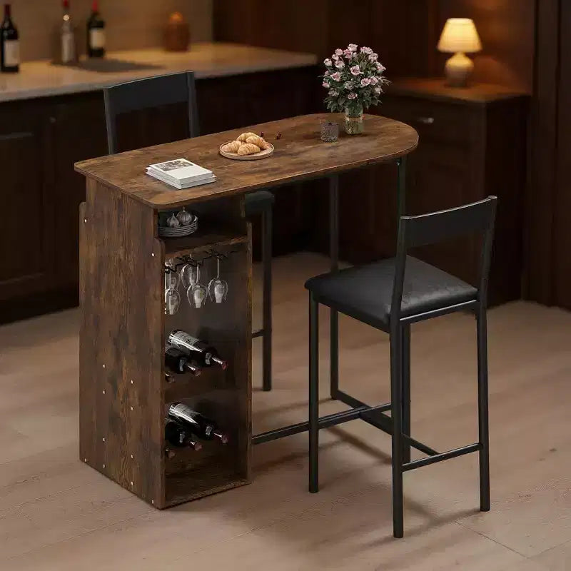 Ensemble de bar moderne Acekool 3 pièces, rangement intégré, peu encombrant pour cuisine ou appartement