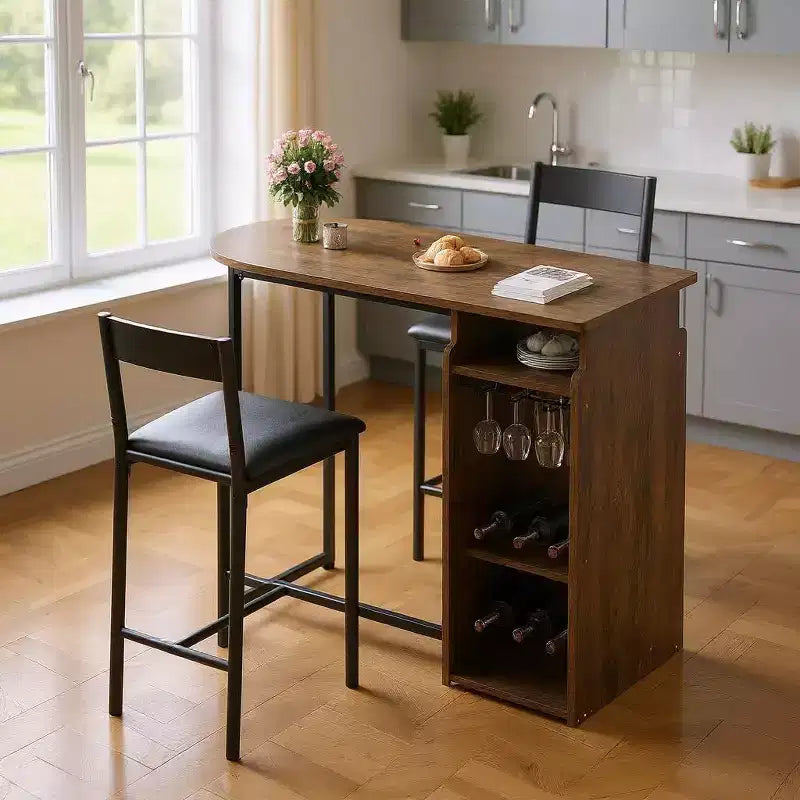 Ensemble de bar moderne Acekool 3 pièces, rangement intégré, peu encombrant pour cuisine ou appartement