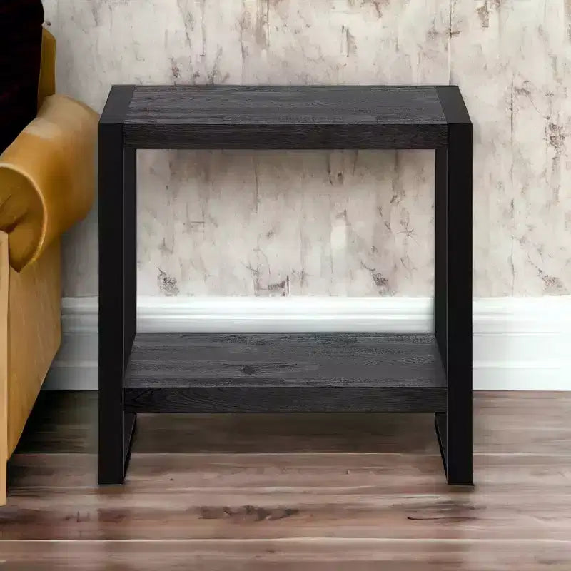Table d'appoint avec étagère HomeRoots 24 noire