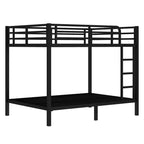 Lit superposé double en métal pour adolescents et adultes, gain de place, pas besoin de sommier tapissier, noir
