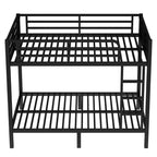 Lit superposé double en métal pour adolescents et adultes, gain de place, pas besoin de sommier tapissier, noir