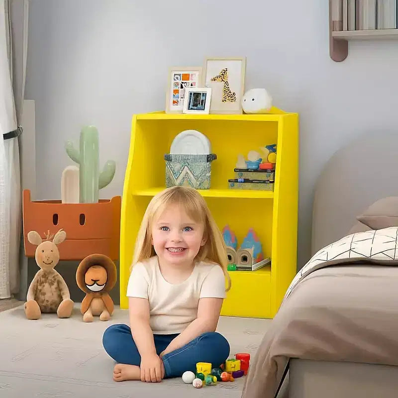 Étagère à livres et meuble de rangement pour jouets, organisateur de jouets pour salle de jeux, meuble de rangement à jouets en bois à 2 niveaux pour chambres d'enfants, salon, chambre à coucher