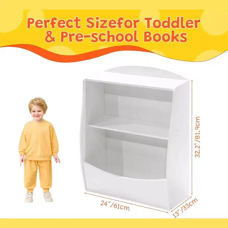 Étagère à livres et meuble de rangement pour jouets, organisateur de jouets pour salle de jeux, meuble de rangement à jouets en bois à 2 niveaux pour chambres d'enfants, salon, chambre à coucher
