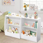 Étagère à livres et meuble de rangement pour jouets, organisateur de jouets pour salle de jeux, meuble de rangement à jouets en bois à 2 niveaux pour chambres d'enfants, salon, chambre à coucher