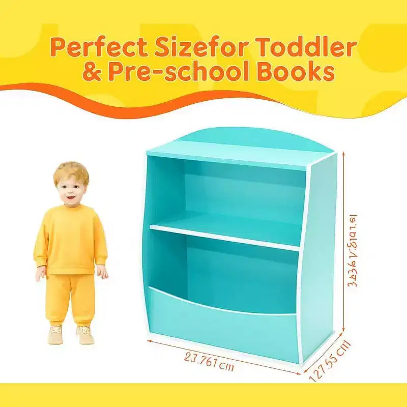Étagère à livres et meuble de rangement pour jouets, organisateur de jouets pour salle de jeux, meuble de rangement à jouets en bois à 2 niveaux pour chambres d'enfants, salon, chambre à coucher