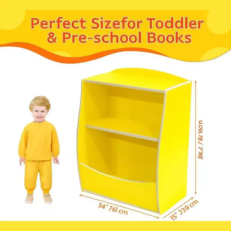 Étagère à livres et meuble de rangement pour jouets, organisateur de jouets pour salle de jeux, meuble de rangement à jouets en bois à 2 niveaux pour chambres d'enfants, salon, chambre à coucher