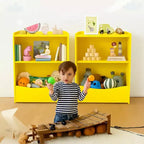 Étagère à livres et meuble de rangement pour jouets, organisateur de jouets pour salle de jeux, meuble de rangement à jouets en bois à 2 niveaux pour chambres d'enfants, salon, chambre à coucher