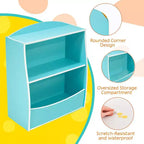 Étagère à livres et meuble de rangement pour jouets, organisateur de jouets pour salle de jeux, meuble de rangement à jouets en bois à 2 niveaux pour chambres d'enfants, salon, chambre à coucher