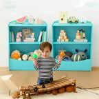 Étagère à livres et meuble de rangement pour jouets, organisateur de jouets pour salle de jeux, meuble de rangement à jouets en bois à 2 niveaux pour chambres d'enfants, salon, chambre à coucher