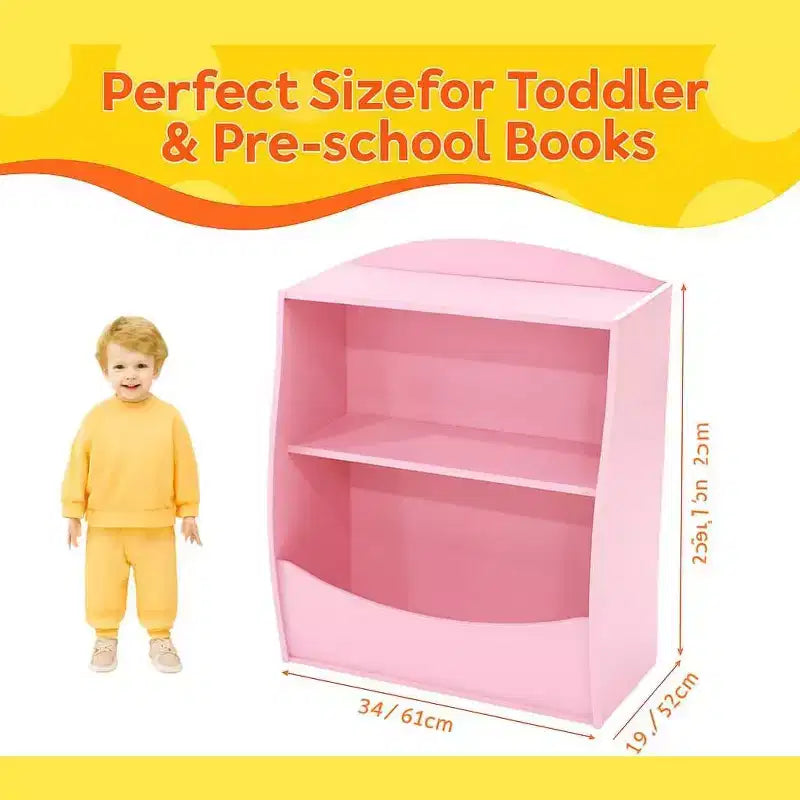 Étagère à livres et meuble de rangement pour jouets, organisateur de jouets pour salle de jeux, meuble de rangement à jouets en bois à 2 niveaux pour chambres d'enfants, salon, chambre à coucher