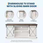 Meuble TV de ferme et centre de divertissement pour téléviseurs jusqu'à 65 pouces avec portes coulissantes type grange et étagère réglable, pour salon, chambre à coucher