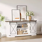 Meuble TV de ferme et centre de divertissement pour téléviseurs jusqu'à 65 pouces avec portes coulissantes type grange et étagère réglable, pour salon, chambre à coucher