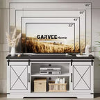 Meuble TV de ferme et centre de divertissement pour téléviseurs jusqu'à 65 pouces avec portes coulissantes type grange et étagère réglable, pour salon, chambre à coucher