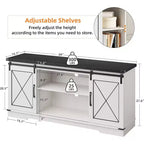 Meuble TV de ferme et centre de divertissement pour téléviseurs jusqu'à 65 pouces avec portes coulissantes type grange et étagère réglable, pour salon, chambre à coucher