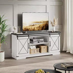 Meuble TV de ferme et centre de divertissement pour téléviseurs jusqu'à 65 pouces avec portes coulissantes type grange et étagère réglable, pour salon, chambre à coucher