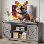 Meuble TV de ferme et centre de divertissement pour téléviseurs jusqu'à 65 pouces avec portes coulissantes type grange et étagère réglable, pour salon, chambre à coucher
