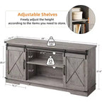Meuble TV de ferme et centre de divertissement pour téléviseurs jusqu'à 65 pouces avec portes coulissantes type grange et étagère réglable, pour salon, chambre à coucher