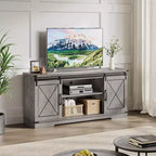 Meuble TV de ferme et centre de divertissement pour téléviseurs jusqu'à 65 pouces avec portes coulissantes type grange et étagère réglable, pour salon, chambre à coucher