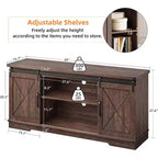 Meuble TV de ferme et centre de divertissement pour téléviseurs jusqu'à 65 pouces avec portes coulissantes type grange et étagère réglable, pour salon, chambre à coucher