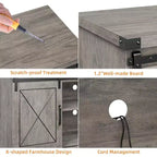 Meuble TV de ferme et centre de divertissement pour téléviseurs jusqu'à 65 pouces avec portes coulissantes type grange et étagère réglable, pour salon, chambre à coucher